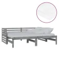 Lit coulissant 2x(90x200) cm Gris Bois de pin massif