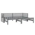 Lit coulissant 2x(90x200) cm Gris Bois de pin massif