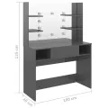 Table de maquillage avec éclairage LED MDF Gris brillant