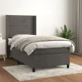 cadre de lit avec matelas Gris foncé 100x200 cm