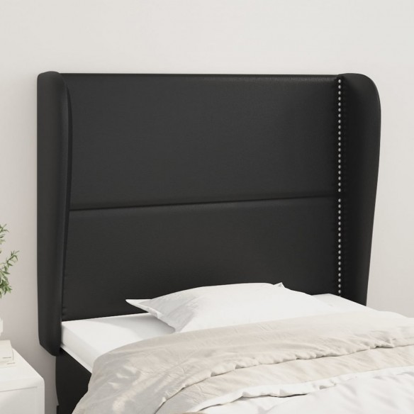 Tête de lit avec oreilles Noir 93x23x118/128 cm Similicuir