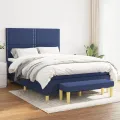 cadre de lit avec matelas Bleu 140x190 cm Tissu