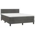 cadre de lit avec matelas LED Gris foncé 140x190 cm