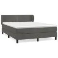 cadre de lit et matelas Gris foncé 140x190cm Velours