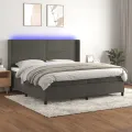 cadre de lit matelas et LED Gris foncé 200x200 cm