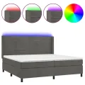 cadre de lit matelas et LED Gris foncé 200x200 cm