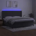 cadre de lit matelas et LED Gris foncé 200x200 cm