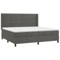 cadre de lit matelas et LED Gris foncé 200x200 cm