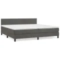 cadre de lit et matelas Gris foncé 200x200cm Velours