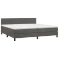 cadre de lit et matelas Gris foncé 200x200cm Velours