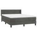 cadre de lit et matelas Gris foncé 140x190cm Velours