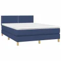 cadre de lit avec matelas Bleu 140x200 cm Tissu