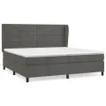 cadre de lit et matelas Gris foncé 200x200cm Velours