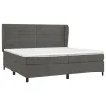 cadre de lit et matelas Gris foncé 200x200cm Velours