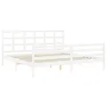 Cadre de lit avec tête de lit blanc 200x200 cm bois massif