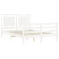 Cadre de lit avec tête de lit blanc 120x200 cm bois massif