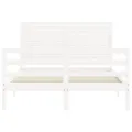 Cadre de lit avec tête de lit blanc 120x200 cm bois massif