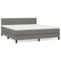 cadre de lit avec matelas Gris foncé 180x200cm Tissu