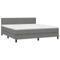 cadre de lit avec matelas Gris foncé 180x200cm Tissu