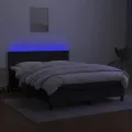 cadre de lit avec matelas LED Noir 140x200 cm Tissu