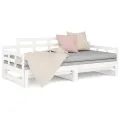 Lit coulissant Blanc Bois de pin solide 2x(80x200) cm