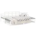 Lit coulissant Blanc Bois de pin solide 2x(80x200) cm