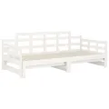 Lit coulissant Blanc Bois de pin solide 2x(80x200) cm