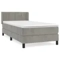 cadre de lit et matelas Gris clair 100x200cm Velours