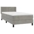 cadre de lit et matelas Gris clair 100x200cm Velours