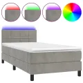 cadre de lit avec matelas LED Gris clair 100x200 cm