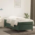 cadre de lit avec matelas Vert foncé 90x190 cm