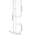 Armoire de bain gris béton 25x26,5x170 cm bois d'ingénierie