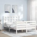 Cadre de lit avec tête de lit blanc 140x190 cm bois massif