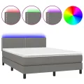 cadre de lit et matelas et LED Gris foncé 140x190 cm
