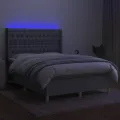 cadre de lit matelas LED Gris clair 140x190 cm Tissu