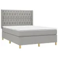cadre de lit matelas LED Gris clair 140x190 cm Tissu