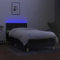 cadre de lit avec matelas et LED Noir 90x190cm Tissu