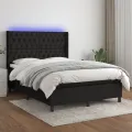 cadre de lit matelas et LED Noir 140x200 cm Tissu