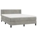 cadre de lit et matelas Gris clair 140x190cm Velours