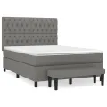 cadre de lit avec matelas Gris foncé 140x200cm Tissu
