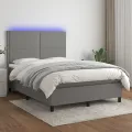 cadre de lit et matelas et LED Gris foncé 140x200 cm