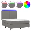 cadre de lit et matelas et LED Gris foncé 140x200 cm