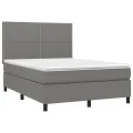 cadre de lit et matelas et LED Gris foncé 140x200 cm