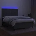 cadre de lit et matelas et LED Gris foncé 140x200 cm
