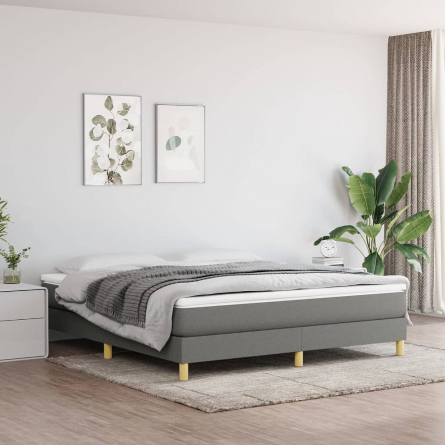 cadre de lit avec matelas Gris foncé 160x200cm Tissu