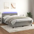 cadre de lit avec matelas LED Gris clair 140x190 cm