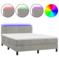 cadre de lit avec matelas LED Gris clair 140x190 cm