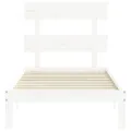 Cadre de lit avec tête de lit blanc simple bois massif