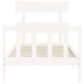 Cadre de lit avec tête de lit blanc simple bois massif