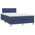 cadre de lit avec matelas Bleu 120x200 cm Tissu